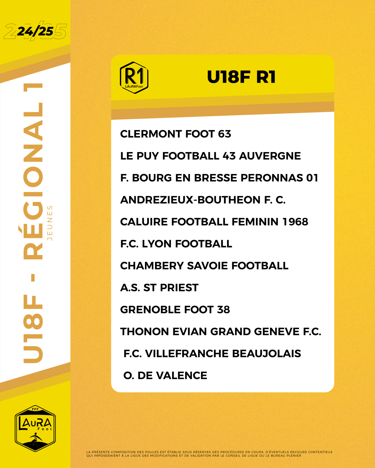 Composition Poules U F Ligue Auvergne Rh Ne Alpes De